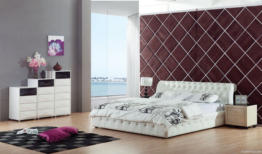 Leather Modern Soft Bed KX-2056