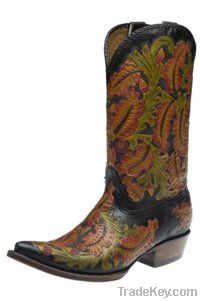 Western Tooled Boots mod.1001, genuine leather made in Mexico