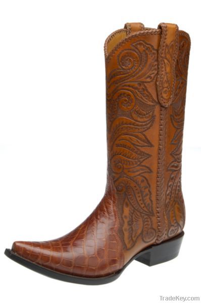 Western Tooled Boots mod.1010, genuine leather made in Mexico