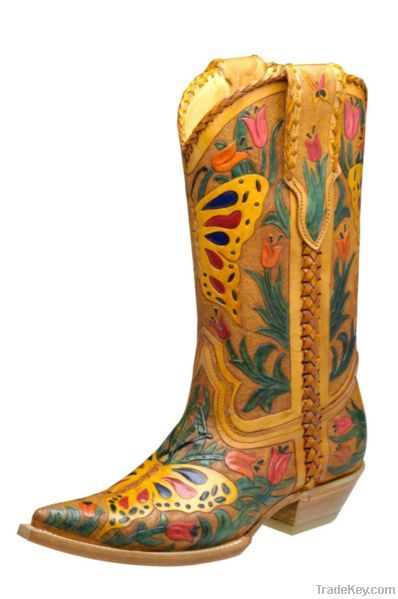 Western Tooled Boots mod.1009, genuine leather made in Mexico