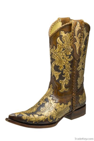 Western Tooled Boots mod.1002, genuine leather made in Mexico