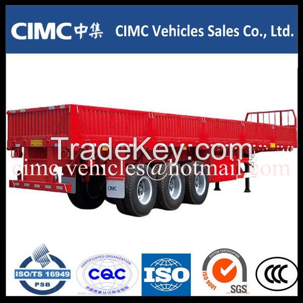 40ft three axle flat bed semi trailer with three sidewall