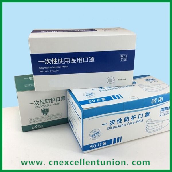 Face Mask Surgical Mask Box Kn95 Mask Box 50pcs Size Customized Box