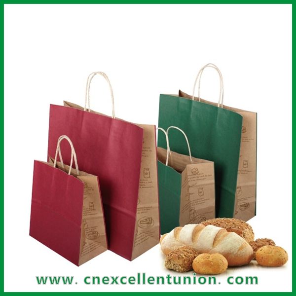 Recycled kraft paper shopping bag with recycled paper handle taking away bag