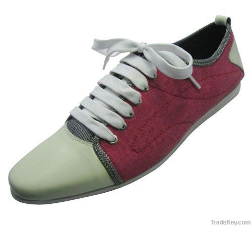 2012 most popular white canvas shoes men with red upper and white lace