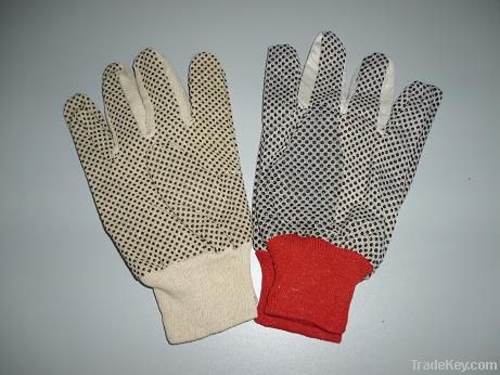 Cotton glove with pvc dots