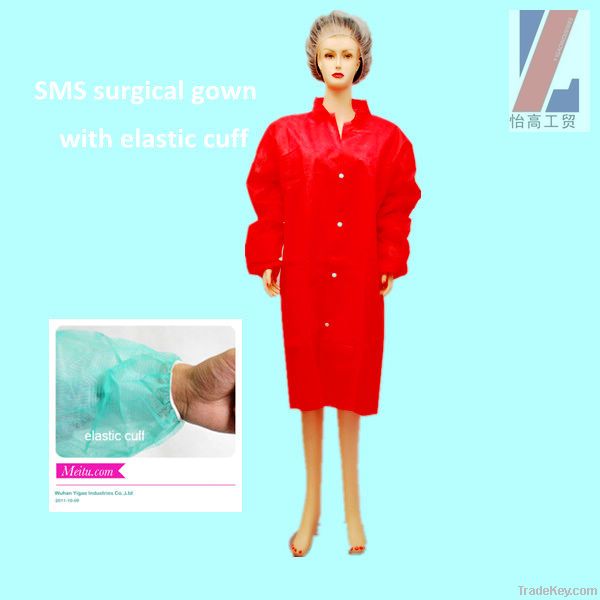 Disposable surgical gown with plastic coating
