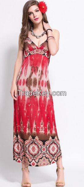Fashion floral maxi dress long design