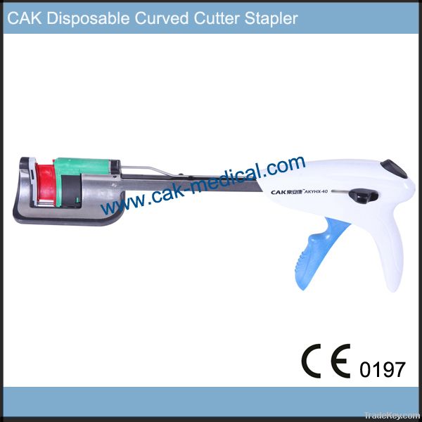 Disposable curved cutter stapler