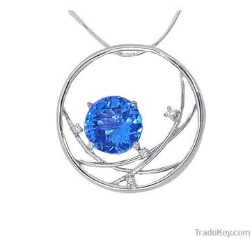 925 silver blue topaz pendant