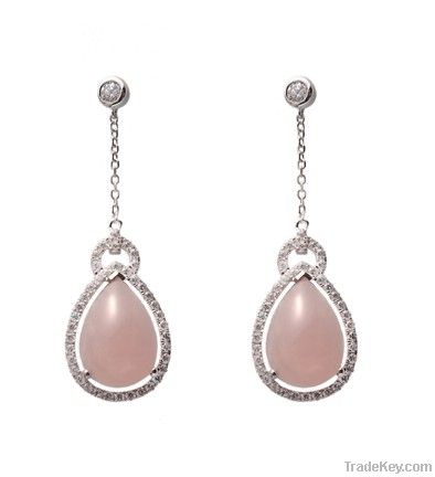 925 silver rose quartz earring