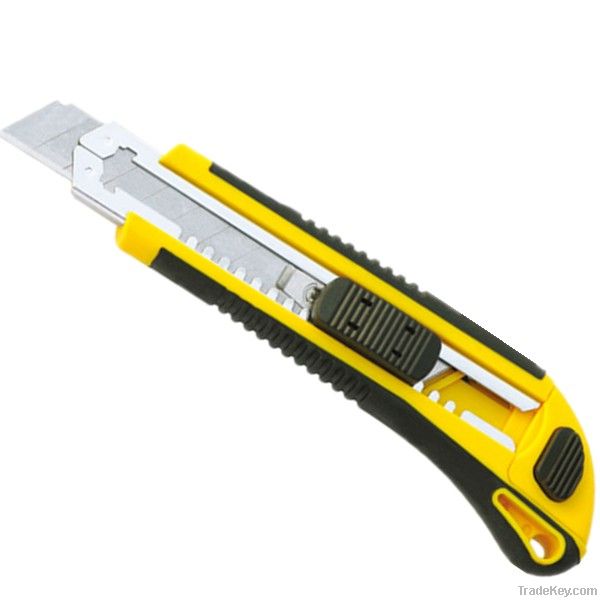 steel blade rubber handle utility knife with three blades