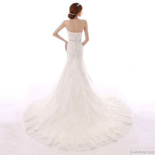 100% Pure Hem Lace Tube Top Wedding Dress Super Large Tail
