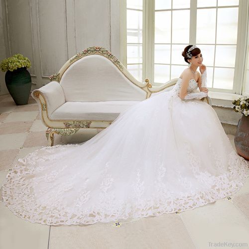 fashion tube top wedding dress sash band dress