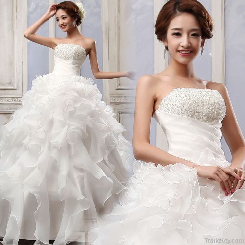 2014 new style tube top wedding dress sleevess wedding dress