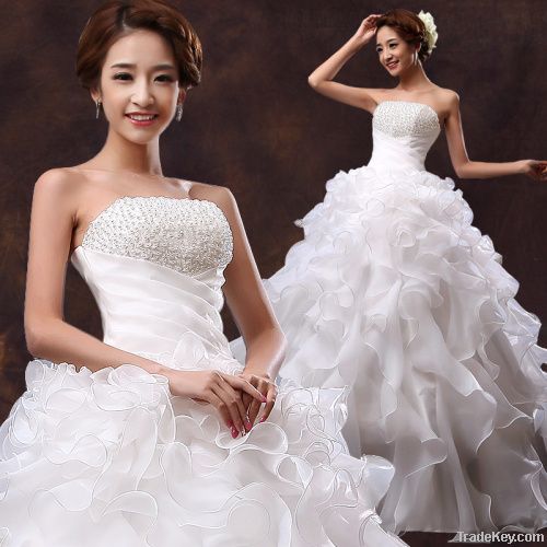 2014 new style tube top wedding dress sleevess wedding dress