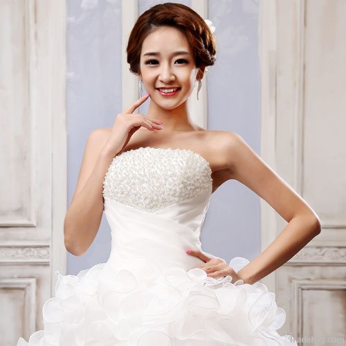 2014 new style tube top wedding dress sleevess wedding dress