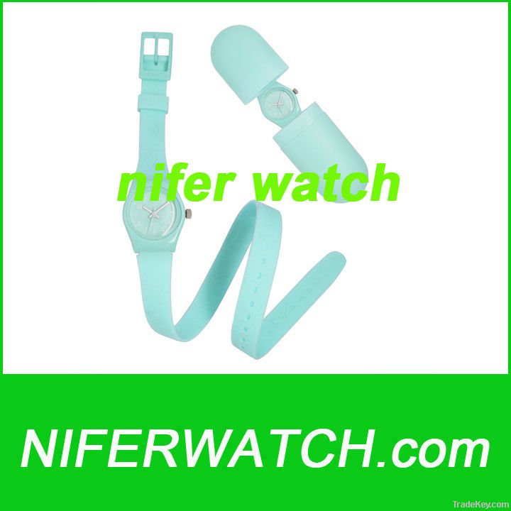 Silicone long band watch