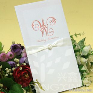 Elegant Engraved wedding card with nice ribbon decoration