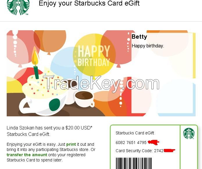 $20 Starbucks eGift Card