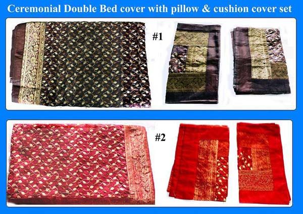 Ceromonial bed covers with pillow and cushion set