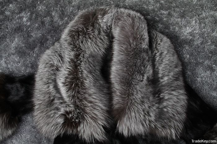 Luxurious silver fox fur + rabbit fur women's coat