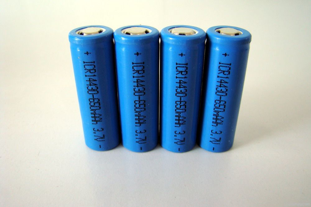 14430 650mAh  rechargeable lithium ion battery
