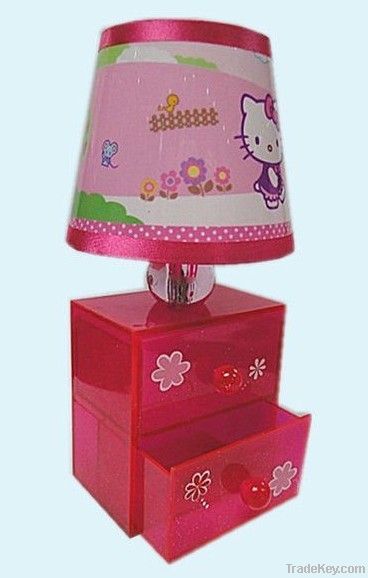 BATTERY OPERATED LED TABLE LAMP - 3D LENTICULAR SHADE WITH DRAWER BASE