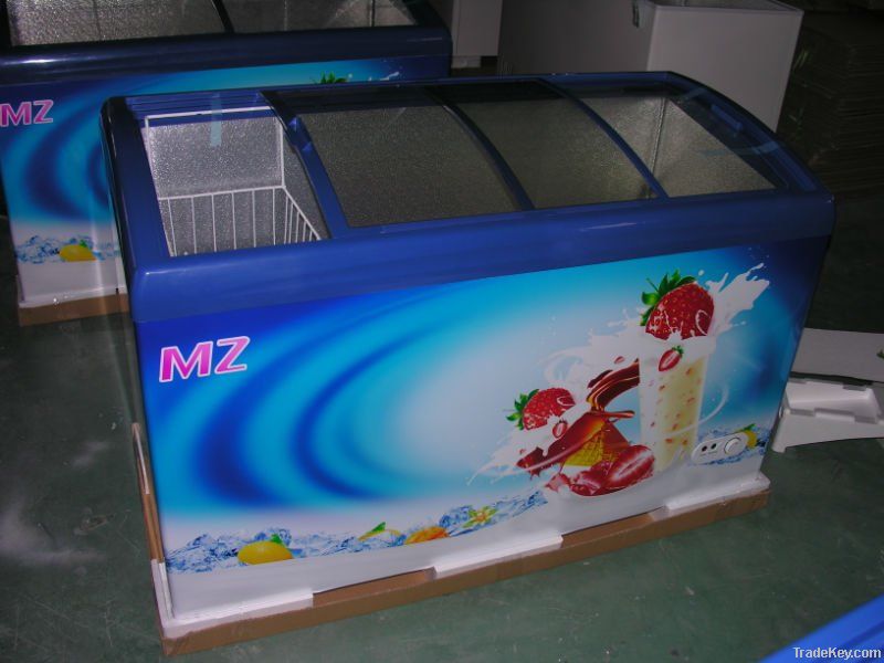 339L Curved glass door freezer