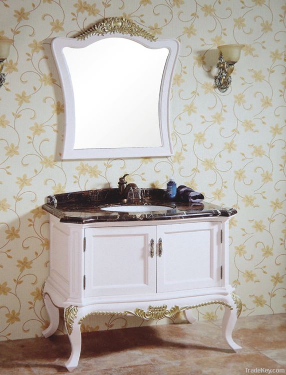Real wood classical vanity with marble top
