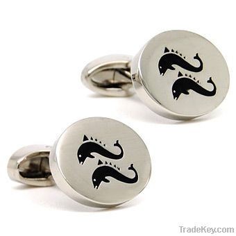 Novelty Black Animal Painted Cuff links