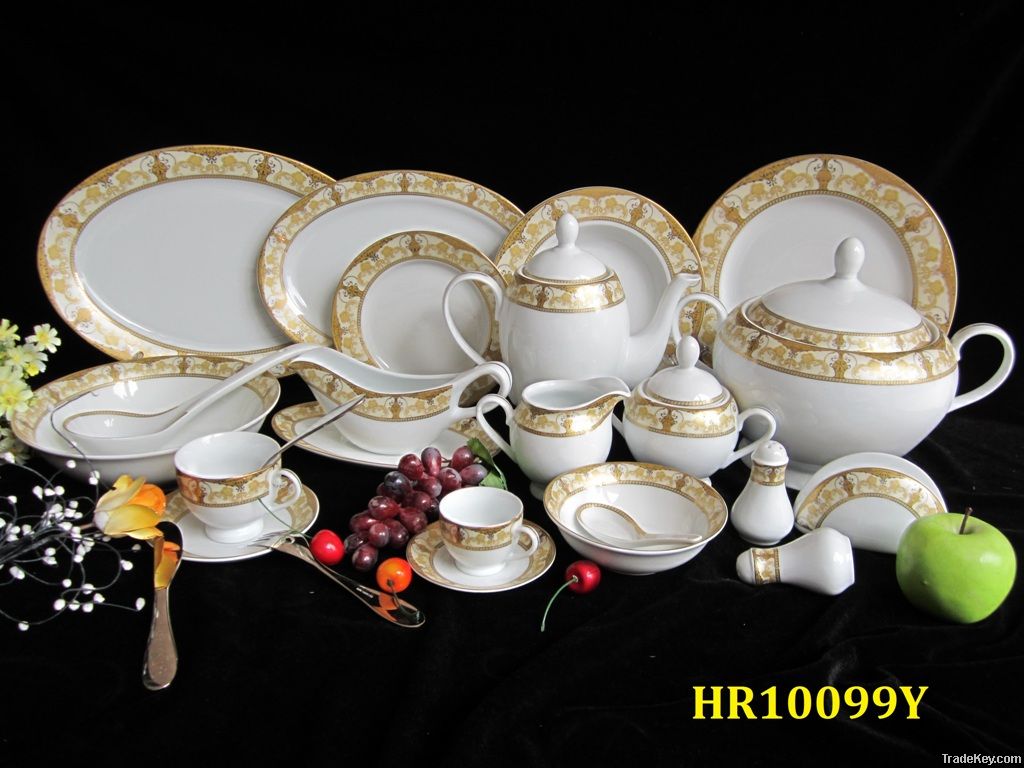 123 pcs dinner set with golden decal