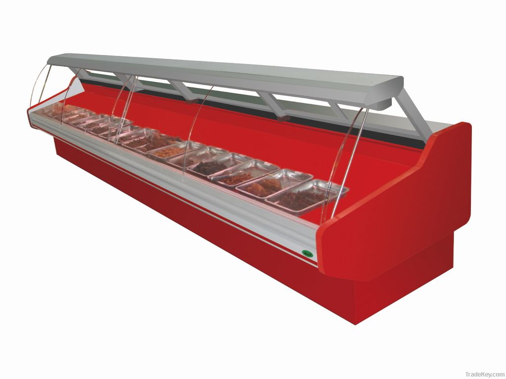 Refrigerator Freezer Display Heated Food and Meat Serve Over Showcase