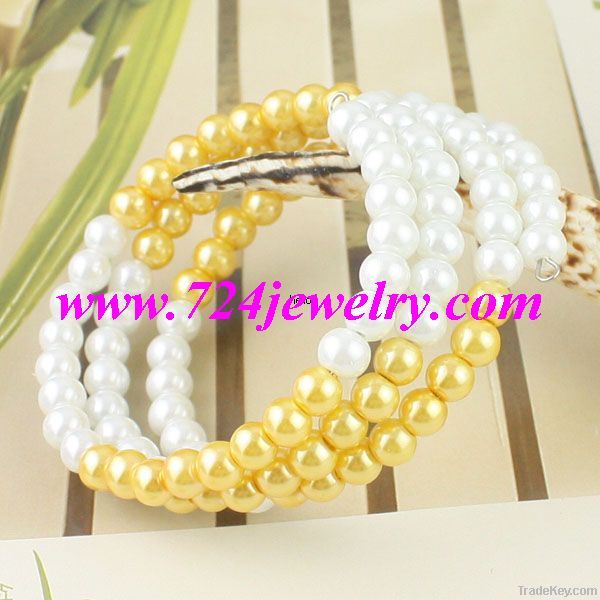 Wholesale Imitation Pearl Jewelry Beaded Bracelet, 100 Pcs/Lot