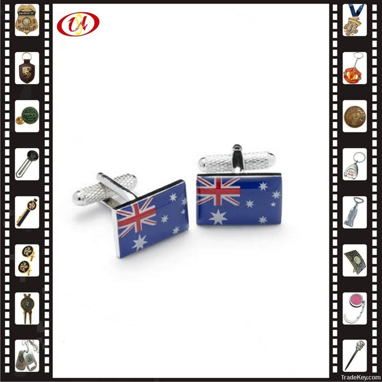 novelty flag shape metal cufflinks