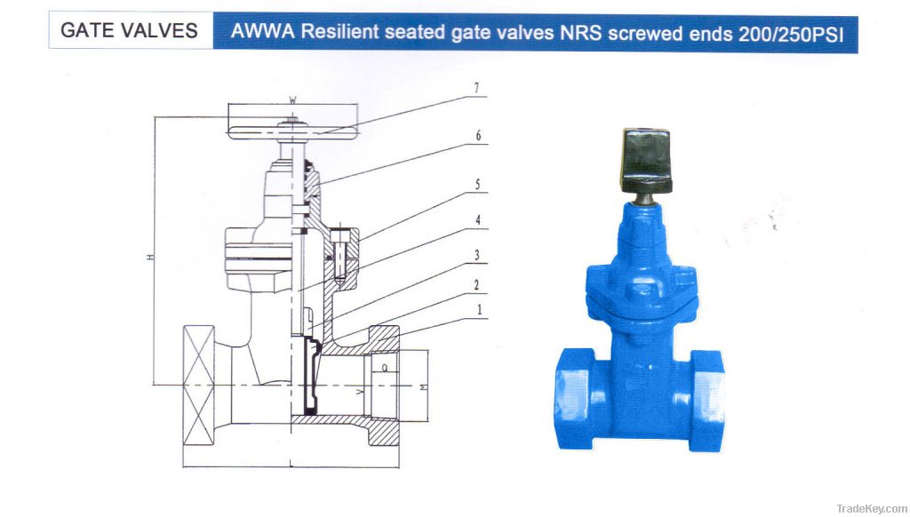 GATE VALVES AWWA Resilient seated gate valves NRS screwed ends 200/250