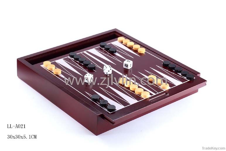 wooden backgammon game