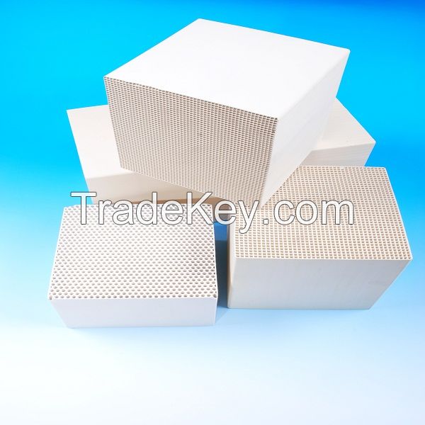 Ceramic honeycomb block for RTO regenerative thermal oxidizers