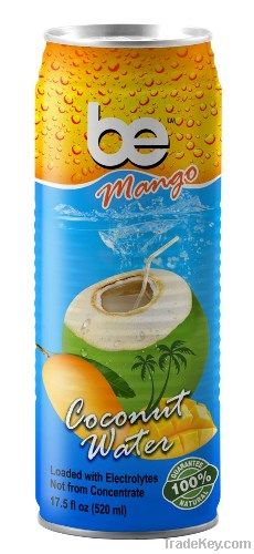 BE Coconut Water with Mango splash - 520 ml. CAN
