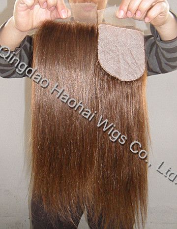 Top sale human hair silk top closure full hand tied