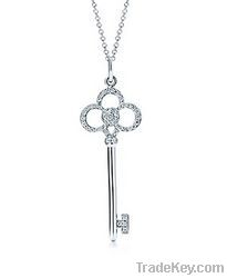 Diamond Keys Crown Key Pendant