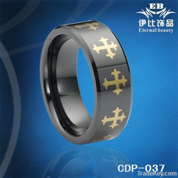 Cross Ceramic Ring Gold Plated