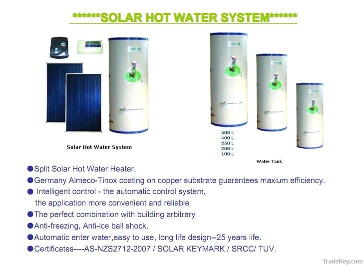 solar hot water system, solar flat collector