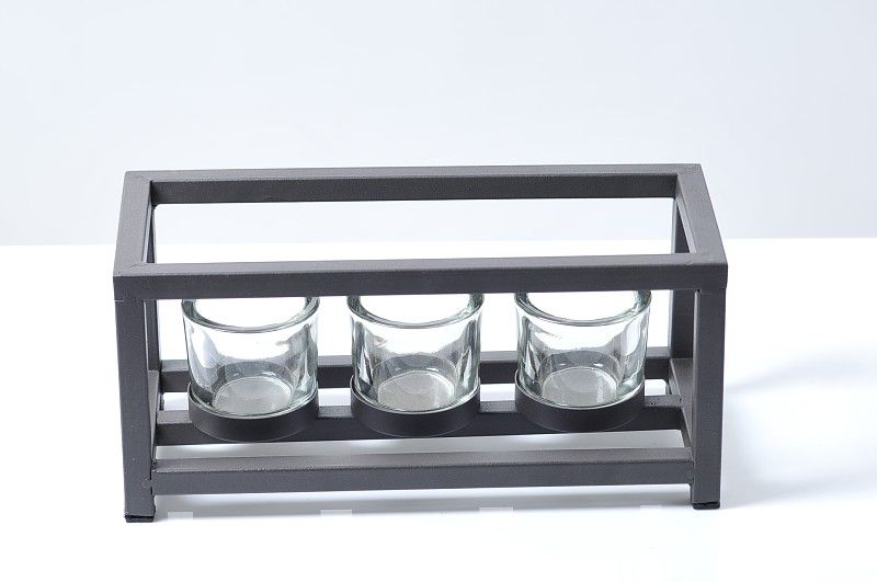 Home Decoration Metal and Glass Candle Holder (EN21207)