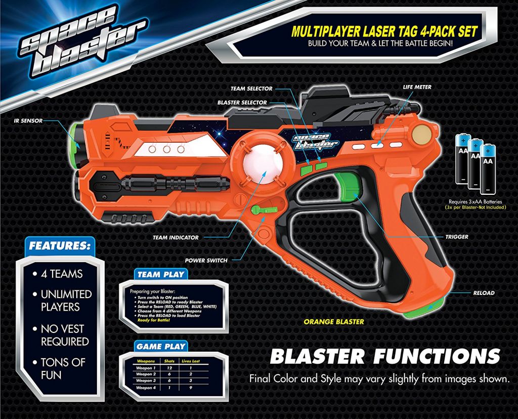 Laser Gun Set For Kids And Adults, Infrared Laser Tag Game For Boys & Girls (2 Blasters Included), Cool Blaster Sounds With Optional 4 team Multiplayer Selection