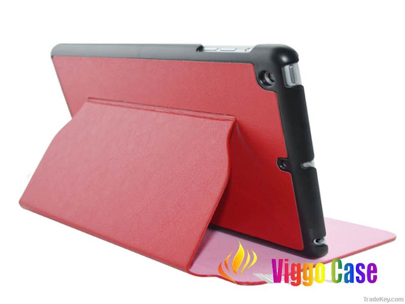 Light and thin stand case with PC shell for ipad mini