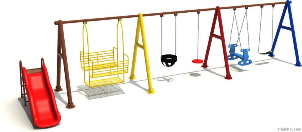 Children swing set, swing set combined with slide