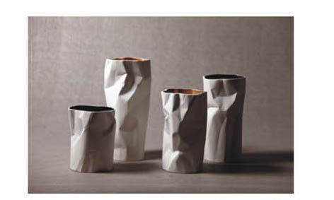 ceramic vase with paper work finish