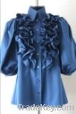 Frilled dark blue blouse