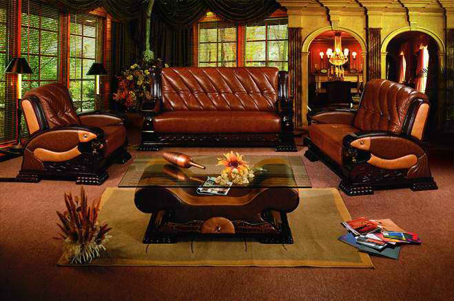 leather-wood sofa A131